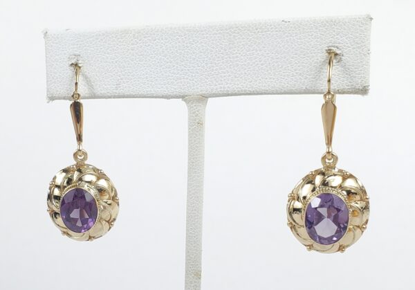 18k Yellow Gold 6.25ctw Lab Grown Color Changing Sapphire Drop Dangle Earrings - Image 4
