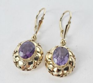 18k Yellow Gold 6.25ctw Lab Grown Color Changing Sapphire Drop Dangle Earrings