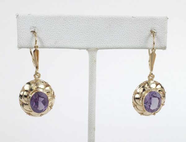 18k Yellow Gold 6.25ctw Lab Grown Color Changing Sapphire Drop Dangle Earrings - Image 5