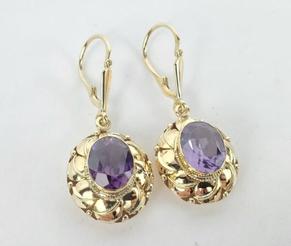 18k Yellow Gold 6.25ctw Lab Grown Color Changing Sapphire Drop Dangle Earrings - Image 7