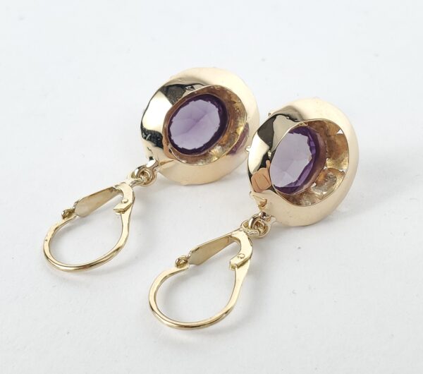 18k Yellow Gold 6.25ctw Lab Grown Color Changing Sapphire Drop Dangle Earrings - Image 8