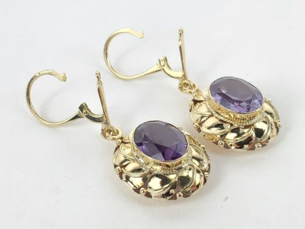 18k Yellow Gold 6.25ctw Lab Grown Color Changing Sapphire Drop Dangle Earrings - Image 10