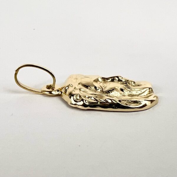 18k Yellow Gold Jesus Christ Head Charm Pendant 1.5'' - Image 3