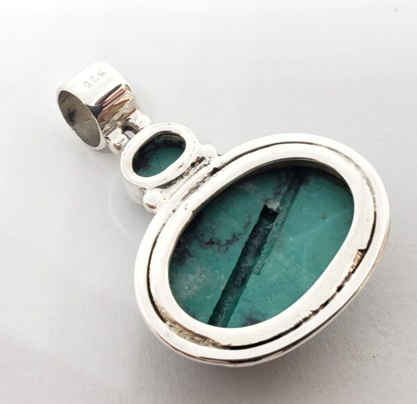 925 Sterling Silver Turquoise Drop Charm Pendant 1 3/8'' - Image 5