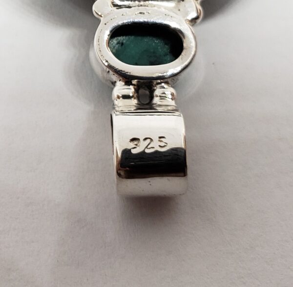 925 Sterling Silver Turquoise Drop Charm Pendant 1 3/8'' - Image 6