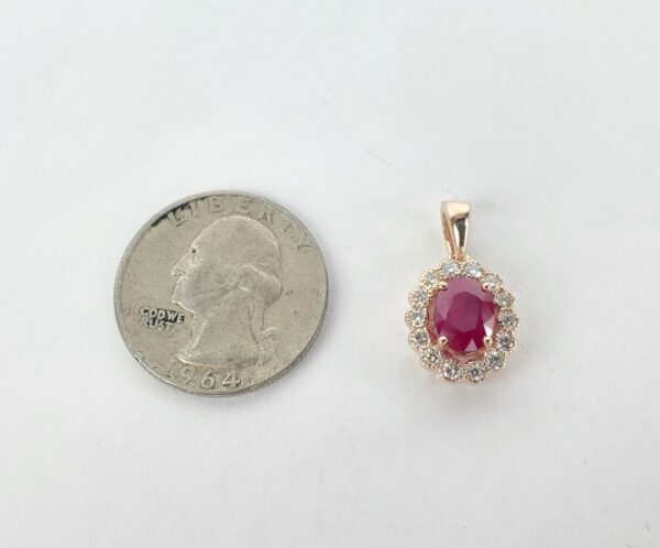 Effy 14k Rose Gold 1.65ctw Natural Ruby Diamond Oval Halo Drop Pendant Necklace - Image 13