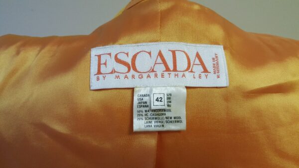 Escada by Margaretha Ley Orange Suit Jacket Blazer Size 42 - Image 6