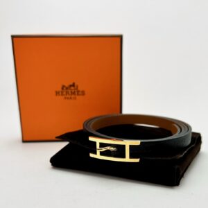 Hermes Behapi Triple Tour Black Leather Bracelet