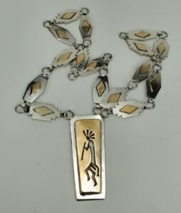 Ray Tafoya 925 Silver Copper Native American Storyteller Kokopelli Necklace
