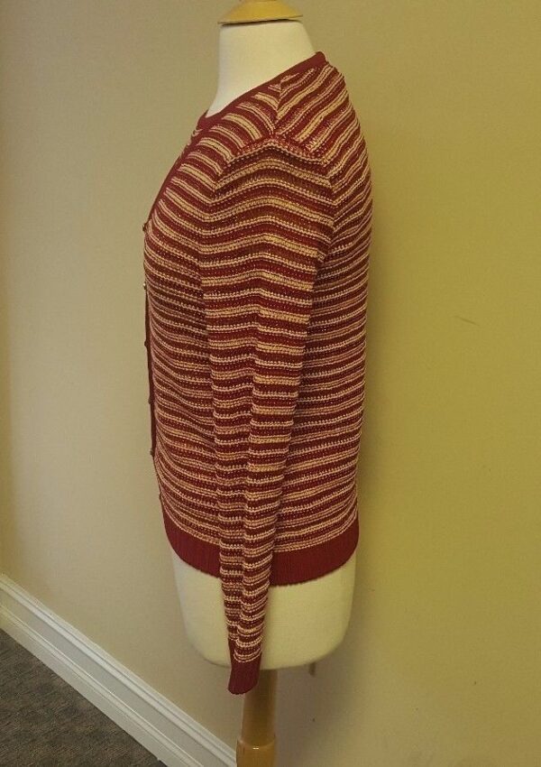 St. John Sport by Marie Gray Knit Jacket Sweater Shirt Tank Top Red Khaki Small - Image 4