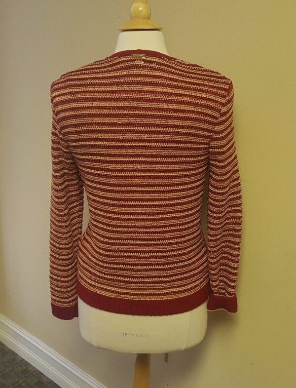 St. John Sport by Marie Gray Knit Jacket Sweater Shirt Tank Top Red Khaki Small - Image 6
