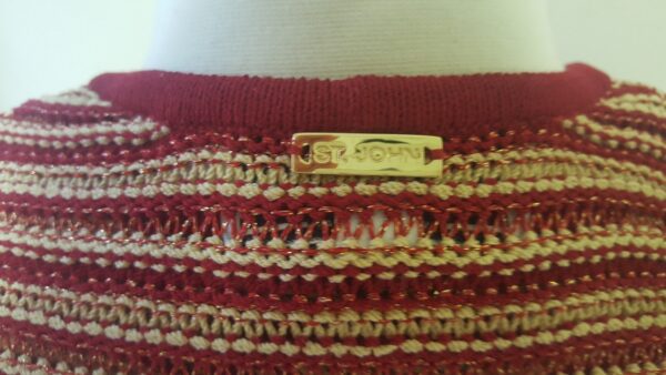 St. John Sport by Marie Gray Knit Jacket Sweater Shirt Tank Top Red Khaki Small - Image 8