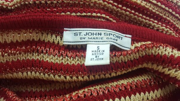 St. John Sport by Marie Gray Knit Jacket Sweater Shirt Tank Top Red Khaki Small - Image 9