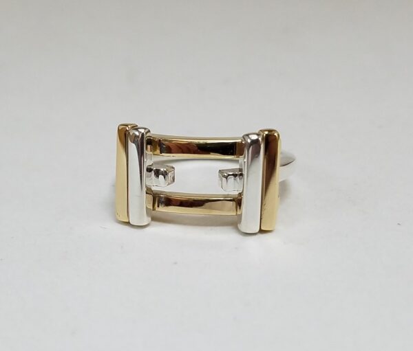 Tiffany & Co 18k Yellow Gold 925 Sterling Silver Band Gehry Axis Ring - Image 3