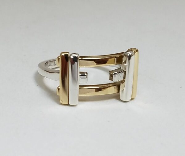 Tiffany & Co 18k Yellow Gold 925 Sterling Silver Band Gehry Axis Ring - Image 4