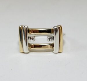 Tiffany & Co 18k Yellow Gold 925 Sterling Silver Band Gehry Axis Ring