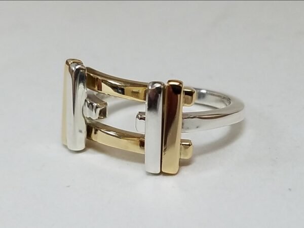 Tiffany & Co 18k Yellow Gold 925 Sterling Silver Band Gehry Axis Ring - Image 5
