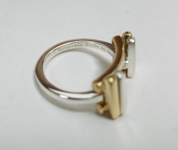Tiffany & Co 18k Yellow Gold 925 Sterling Silver Band Gehry Axis Ring - Image 6