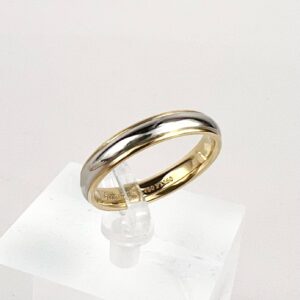 Tiffany & Co 18k Yellow Gold Platinum 4mm Classic Lucida Wedding Band 8.5''