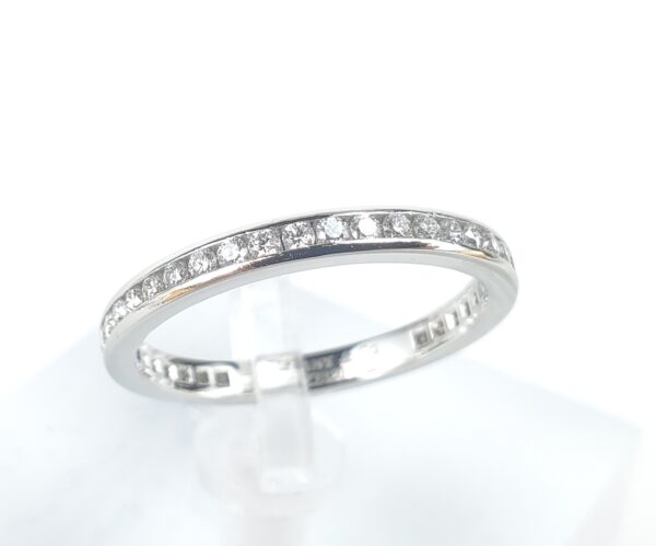 Tiffany & Co 950 Platinum 2.3mm .60ct Diamond Channel Set Eternity Band Ring 7' - Image 3