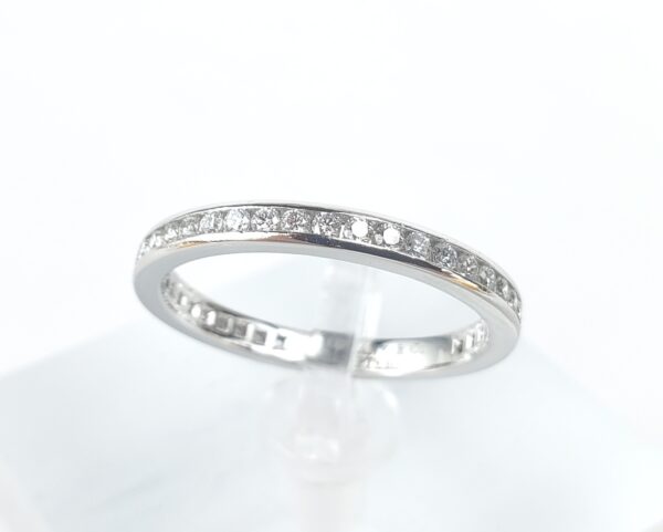 Tiffany & Co 950 Platinum 2.3mm .60ct Diamond Channel Set Eternity Band Ring 7'