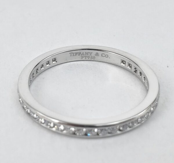 Tiffany & Co 950 Platinum 2.3mm .60ct Diamond Channel Set Eternity Band Ring 7' - Image 9