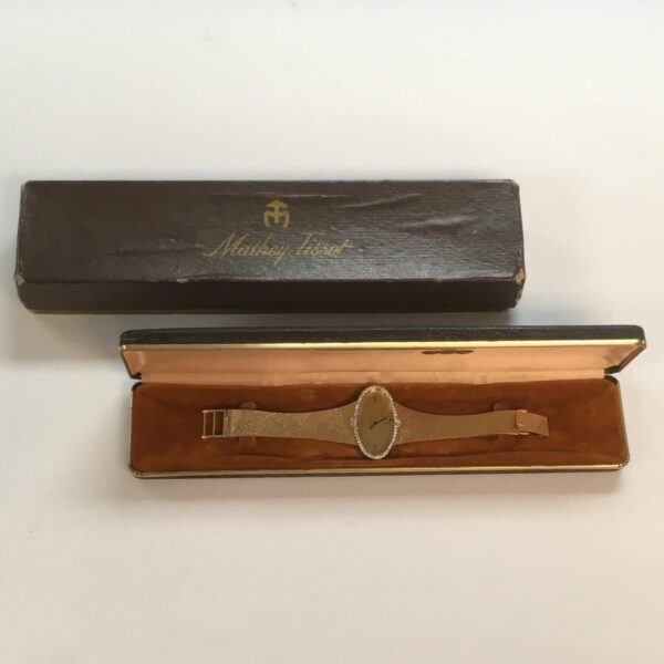 VERY UNIQUE Mathey-Tissot 14k Ladies Vintage Gold and Diamond Watch w/ Box - Image 5