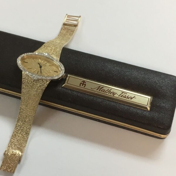 VERY UNIQUE Mathey-Tissot 14k Ladies Vintage Gold and Diamond Watch w/ Box - Image 6