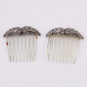 Vintage Sterling Silver Hair Comb Barrete Clip Pair