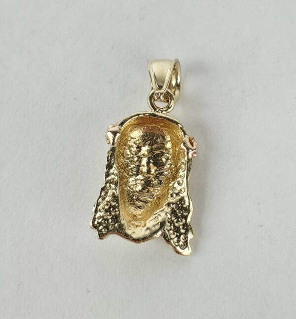 14k Muti-Tone Tri-Gold Jesus Head Christian Catholic Drop Dangle Pendant 7/8'' - Image 5