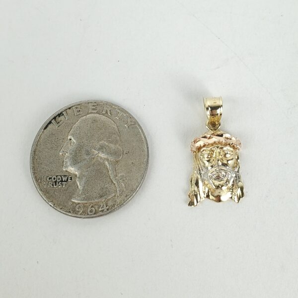 14k Muti-Tone Tri-Gold Jesus Head Christian Catholic Drop Dangle Pendant 7/8'' - Image 7