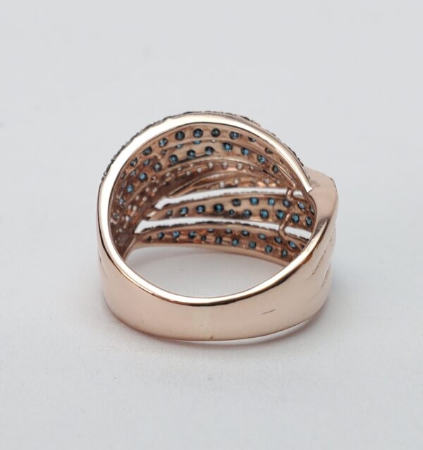 14k Rose Gold 1.40ctw Unique Pave Diamond Cluster Crossover Band Ring 6.5'' - Image 11