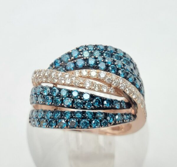 14k Rose Gold 1.40ctw Unique Pave Diamond Cluster Crossover Band Ring 6.5'' - Image 3