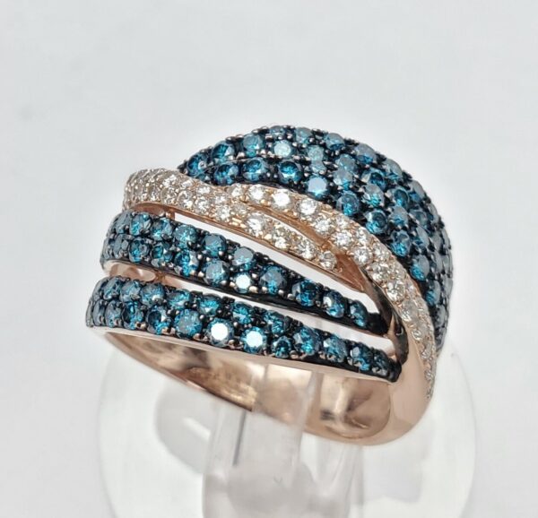 14k Rose Gold 1.40ctw Unique Pave Diamond Cluster Crossover Band Ring 6.5'' - Image 5