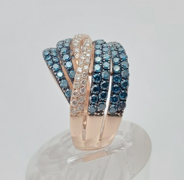14k Rose Gold 1.40ctw Unique Pave Diamond Cluster Crossover Band Ring 6.5'' - Image 6