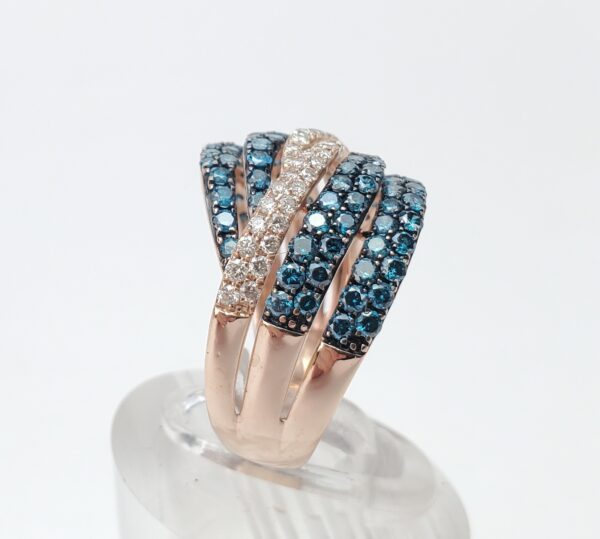 14k Rose Gold 1.40ctw Unique Pave Diamond Cluster Crossover Band Ring 6.5'' - Image 7