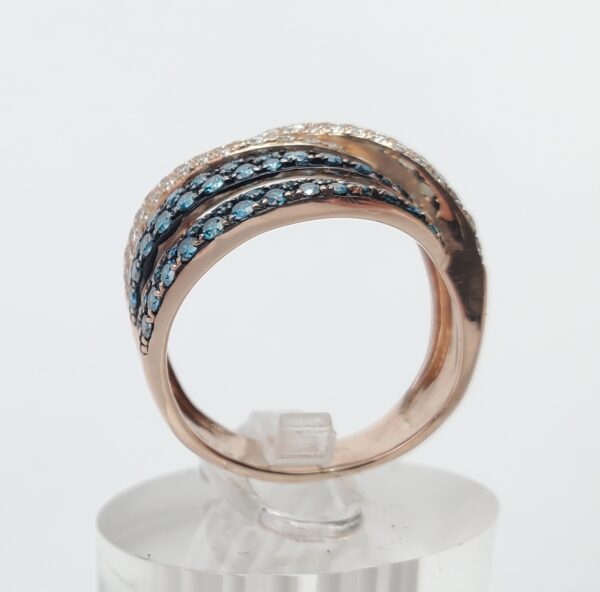 14k Rose Gold 1.40ctw Unique Pave Diamond Cluster Crossover Band Ring 6.5'' - Image 8