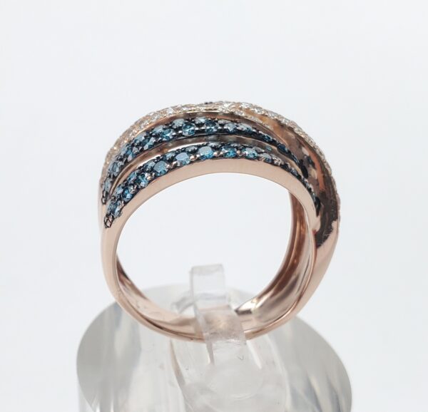 14k Rose Gold 1.40ctw Unique Pave Diamond Cluster Crossover Band Ring 6.5'' - Image 9