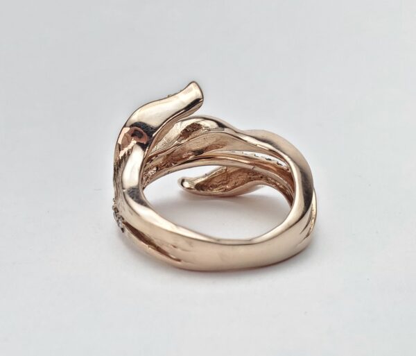 14k Rose Gold .38ctw Diamond Textured Leaf Roman Style Band Ring 6.75'' - Image 12
