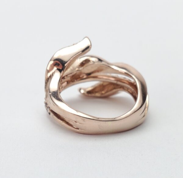 14k Rose Gold .38ctw Diamond Textured Leaf Roman Style Band Ring 6.75'' - Image 13