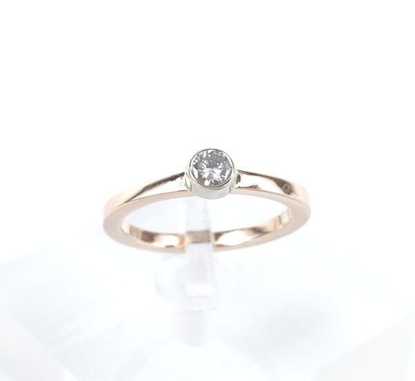 14k Rose Gold Diamond Square Shank Stackable Solitaire Band Ring 4.75'' - Image 3