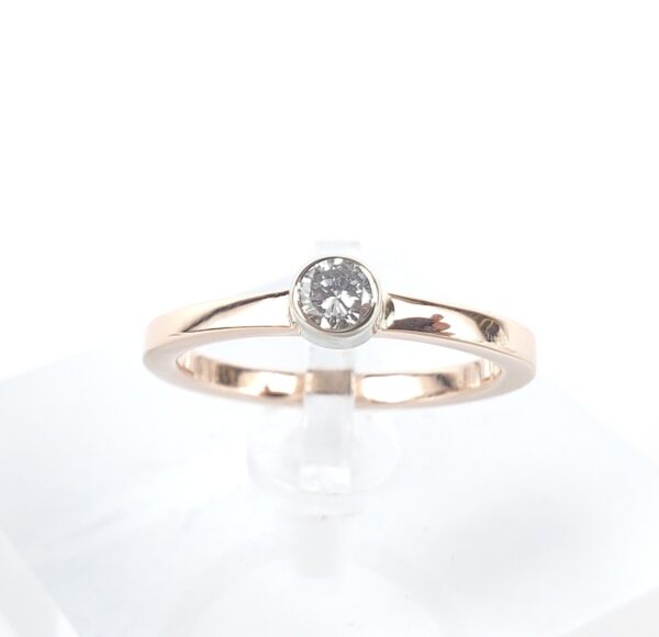 14k Rose Gold Diamond Square Shank Stackable Solitaire Band Ring 4.75'' - Image 4