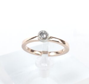 14k Rose Gold Diamond Square Shank Stackable Solitaire Band Ring 4.75''