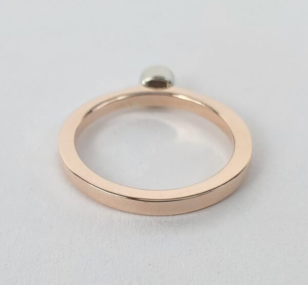 14k Rose Gold Diamond Square Shank Stackable Solitaire Band Ring 4.75'' - Image 7