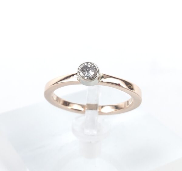 14k Rose Gold Diamond Square Shank Stackable Solitaire Band Ring 4.75''
