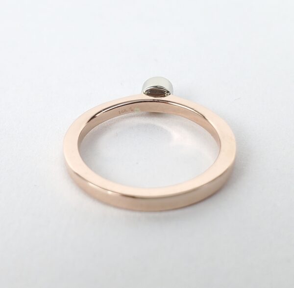14k Rose Gold Diamond Square Shank Stackable Solitaire Band Ring 4.75'' - Image 8
