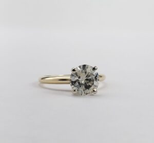 14k Two-Tone Gold 1.13ct GSI Certified J/I2 Round Diamond Engagement Ring
