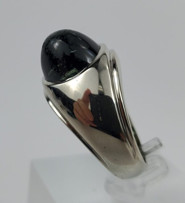 14k White Gold 10ctw Green Tourmaline Cabochon Mens Ring 10.75'' - Image 10