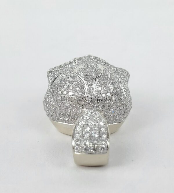 14k White Gold 2.40ctw Pave Diamond 3D Skull Cluster Drop Dangle Pendant - Image 8