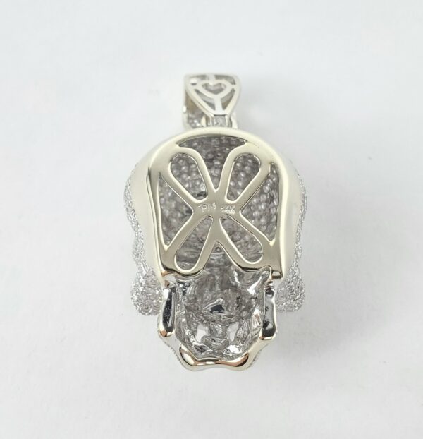 14k White Gold 2.40ctw Pave Diamond 3D Skull Cluster Drop Dangle Pendant - Image 9